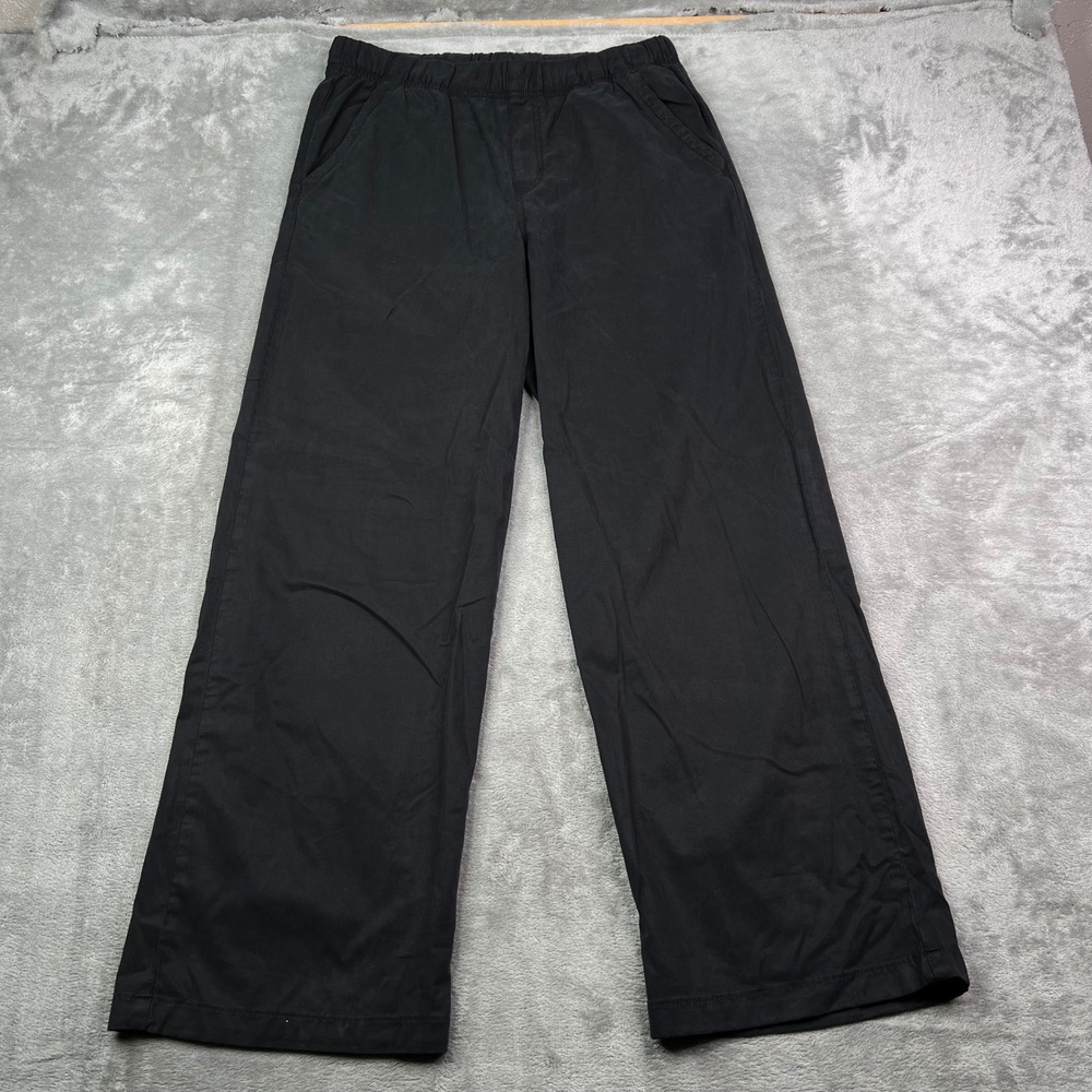 American Eagle Wide Leg Pants Womens Small Black Elastic Waist Casua Coastal